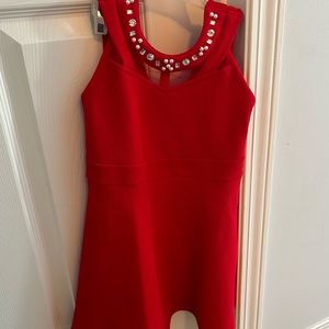 Girls red jewelled holiday dress